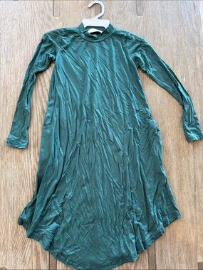 Girls' Long Sleeve Mock Neck Swing Dress - Teal Green